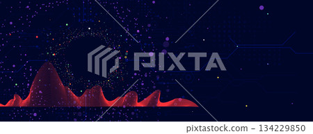 Technology and science banner or header. Connected neural cloud network 134229850