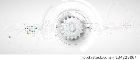 Technology and science banner or header. Connected neural cloud network 134229864