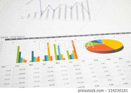 Graphs paper. Financial development, Banking Account, Statistic, Investment Analytic research data economy. 134230181