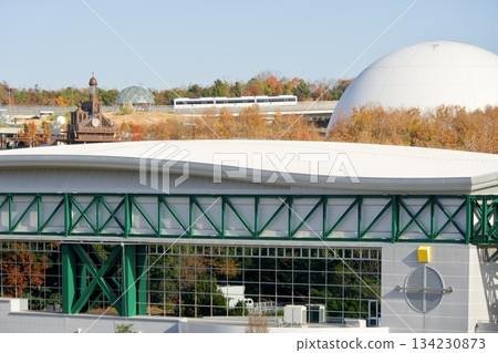 Ghibli's large warehouse, elevator tower and Linimo - a refreshing autumn scene Ghibli's large warehouse, elevator tower and Linimo - a refreshing autumn scene 134230873