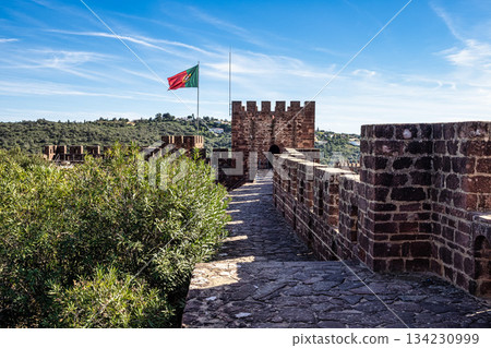 Silves, Portugal - Feb 21, 2025: Silves Castle in the South of Portugal in the Algarve region Silves, Portugal - Feb 21, 2025: Silves Castle in the South of Portugal in the Algarve region 134230999