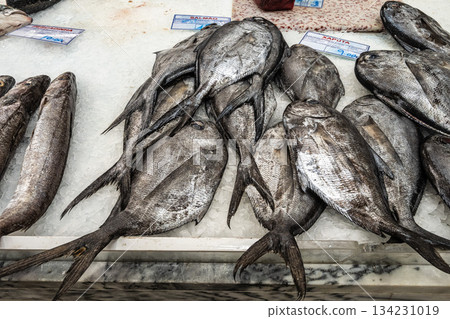 Setubal, Portugal - Feb 28, 2025: Mercado do Livramento in Setubal, Portugal. Fresh fish and food market 134231019