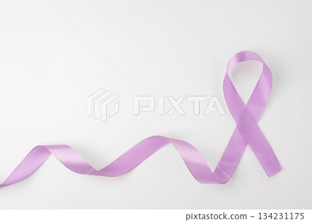 Lilac ribbon on white background. Lilac ribbon on white background. 134231175