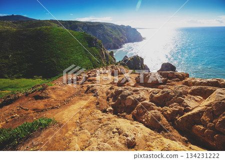 Rocky seascape. Region of Cape Roca, Atlantic Ocean, Portugal 134231222