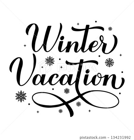 Winter Vacation calligraphy hand lettering. Funny winter quote. Vector template for typography poster, banner, flyer, sticker, shirt design, etc. Winter Vacation calligraphy hand lettering. Funny winter quote. Vector template for typography poster, banner, flyer, sticker, shirt design, etc. 134231992