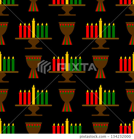 Kwanzaa seamless pattern. African American holiday vector background. Perfect for fabric, textile, scrapbooking, wrapping paper, etc. 134232000