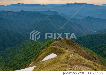 View of the Oze, Nikko and Joshu Hotaka mountain ranges from the climb up Tanigawadake's Nishikuro Ridge View of the Oze, Nikko and Joshu Hotaka mountain ranges from the climb up Tanigawadake's Nishikuro Ridge 134232172