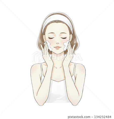 女人洗臉與泡沫 女人洗臉與泡沫 134232484