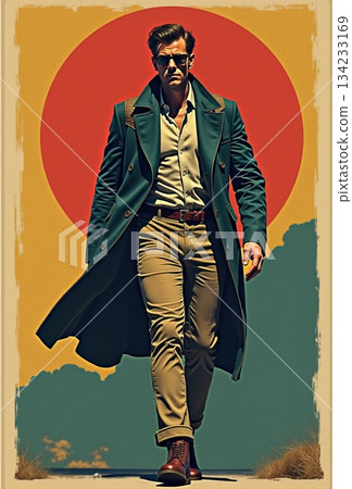 AI generated Stylish male figure walking towards camera with confident attitude AI generated Stylish male figure walking towards camera with confident attitude 134233169