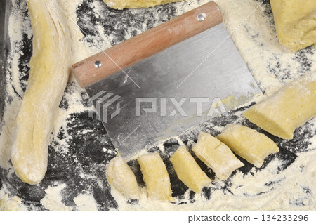 Dough Scraper Cutting Gnocchi Dough Scraper Cutting Gnocchi 134233296