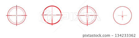 Modern red crosshair icon pack in simple flat style Modern red crosshair icon pack in simple flat style 134233362