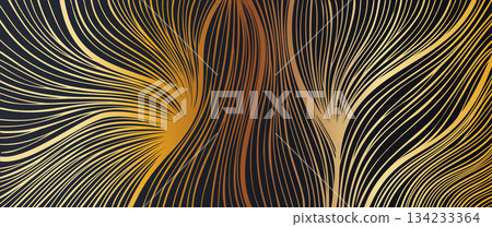 Luxury Gold Wood Line Pattern on Dark Background 134233364