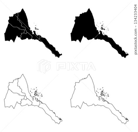 Eritrea Outline and Solid Fill Map Set. Eritrea Outline and Solid Fill Map Set. 134233404