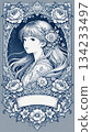 手绘复古画少女插画 134233497