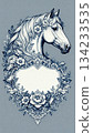 手绘复古画风马插画 134233535