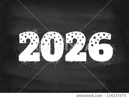 Vector vintage greeting card with 2026 on chalkboard for Christmas and New year. New year postcard 2026 Vector vintage greeting card with 2026 on chalkboard for Christmas and New year. New year postcard 2026 134233573