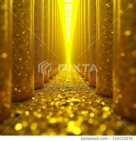 AI generated Radiant hallway decorated with shimmering dust particles and gleaming lights 134233876