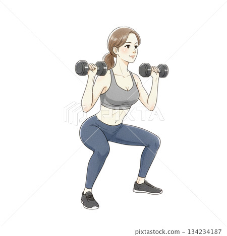 健身房啞鈴訓練女 134234187