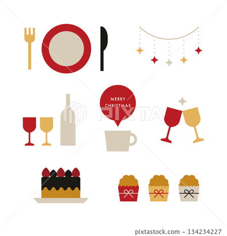 可愛的聖誕節食物和飲料插畫集 134234227