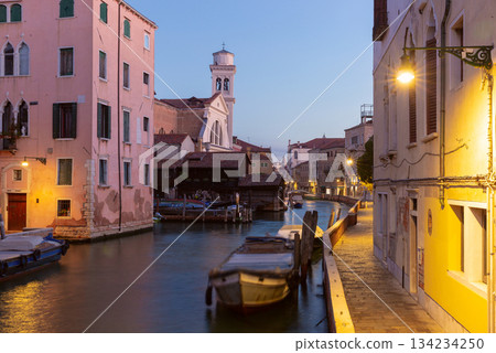 Evening canal and buildings in Venice Italy 134234250