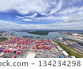aerial view of container cargo ship 134234298