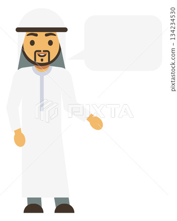 A man in a white robe is smiling and talking to the camera 134234530