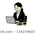 Business Woman working on a computer 01 134234603