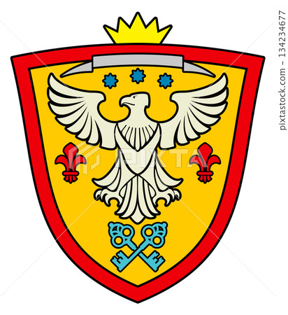 A shield with a crown on top and an eagle on the bottom A shield with a crown on top and an eagle on the bottom 134234677