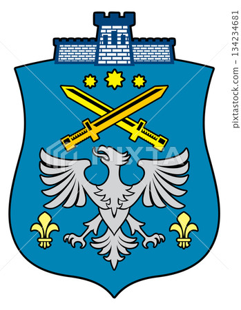 A blue and white shield with an eagle on it A blue and white shield with an eagle on it 134234681