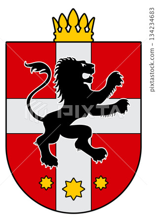 A red and white shield with a lion on it A red and white shield with a lion on it 134234683