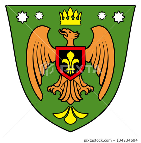 A green shield with an eagle on it 134234694