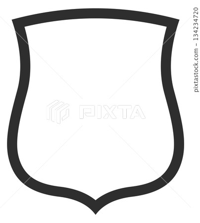 A black shield with a white background 134234720