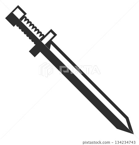 A black sword with a silver handle 134234743