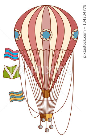 A hot air balloon with a flag and a star on it 134234779