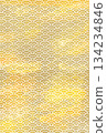 Japanese pattern background material: Gold leaf Seigaiha 134234846