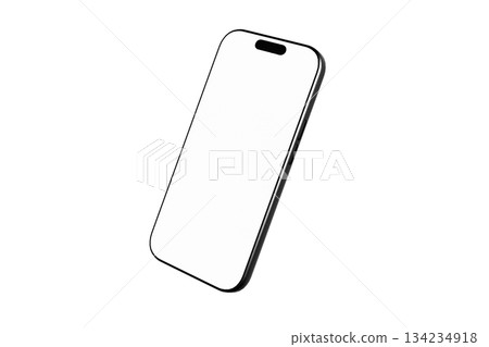 Minimalist 3D isometric render of a white smartphone device Minimalist 3D isometric render of a white smartphone device 134234918