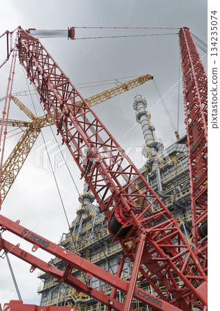 Heavy Lift Crawler Crane at Refinery Construction Site Heavy Lift Crawler Crane at Refinery Construction Site 134235074