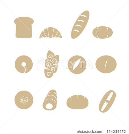 各種麵包的插圖（單色） 134235252