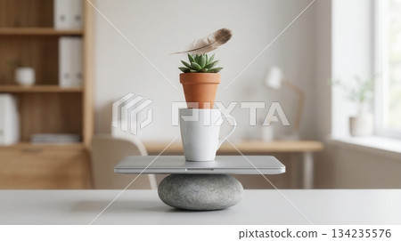 Surreal Gravity Defying Office Objects Balance Art 134235576