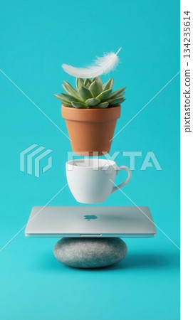 Surreal Gravity Defying Office Objects Balance Art 134235614