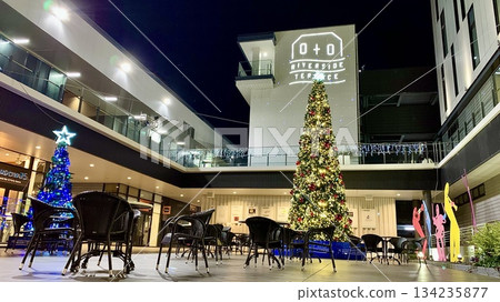 Night view of Otori Riverside Terrace decorated with Christmas trees (Otogawa River Green Space/Okazaki City, Aichi Prefecture) Night view of Otori Riverside Terrace decorated with Christmas trees (Otogawa River Green Space/Okazaki City, Aichi Prefecture) 134235877