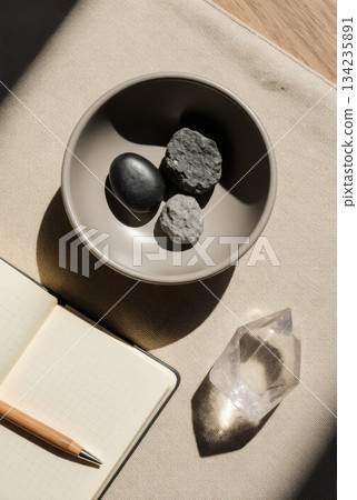 Crypto Storage Types as Natural Stones in Ceramic Bowl Crypto Storage Types as Natural Stones in Ceramic Bowl 134235891