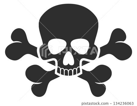 A skull with two crossed bones on either side of it A skull with two crossed bones on either side of it 134236063