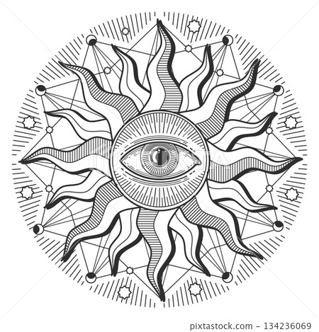 A sun with a large eye in the center 134236069