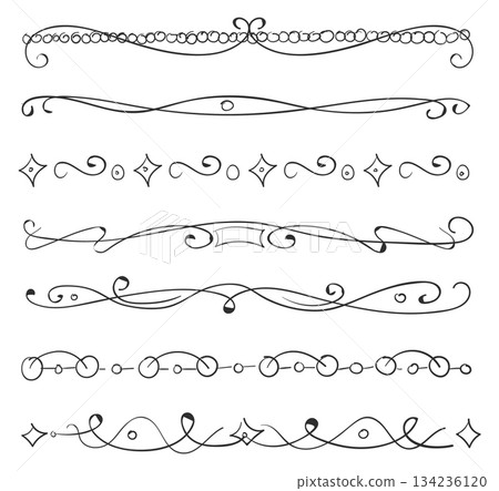 A set of six different types of wavy lines A set of six different types of wavy lines 134236120