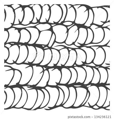 The image is a black and white drawing of a pattern of circles The image is a black and white drawing of a pattern of circles 134236121