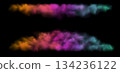 Vector Realistic Colorful Cloud, Smoke or Fog. Fluffy Cloudscape. Color Overlay Transparent Cloud. 134236122