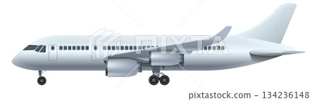 A white airplane is parked on the ground A white airplane is parked on the ground 134236148