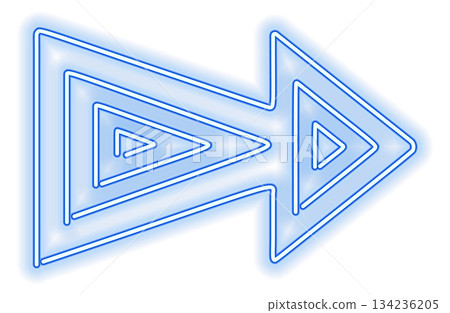 A neon blue arrow with a white background 134236205