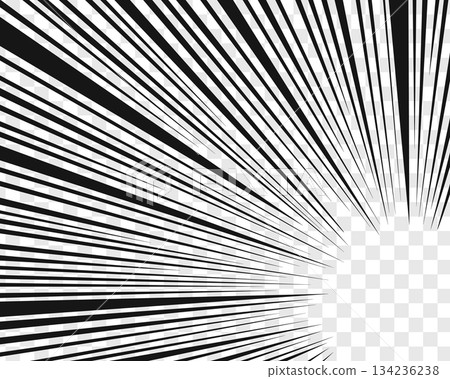 Cartoon, comic, manga emphasis template. Radial black lines directed to page corner on transparent background. Splash, boom, blast, explosion, scream, motion, burst effect Cartoon, comic, manga emphasis template. Radial black lines directed to page corner on transparent background. Splash, boom, blast, explosion, scream, motion, burst effect 134236238
